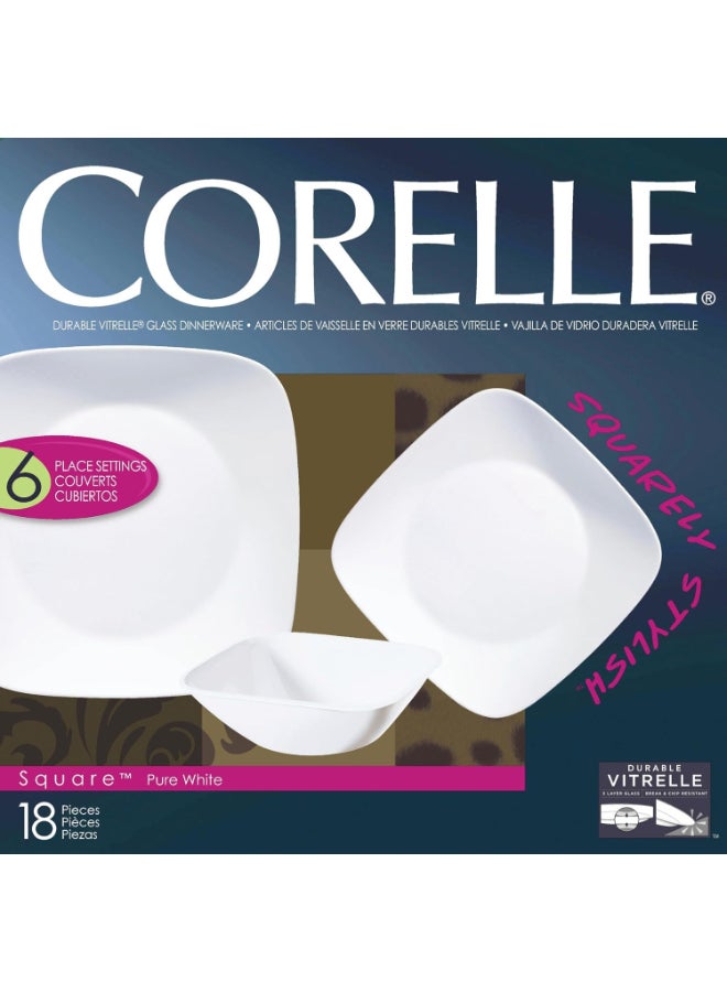 Corelle طقم أدوات المائدة من كوريل فيتريل زجاج أبيض نقي - 18 قطعة - Image 3